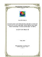 Sử dụng bài tập tình huống để rèn luyện kỹ năng suy luận cho học sinh trong dạy học phần sinh học tế bào (sinh học 10 TH