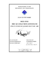 Phân tích hiệu quả hoạt động kinh doanh công ty cổ phần du lịch bến tre từ năm 2007 đến năm 2009
