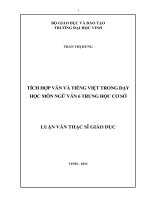 Tích hợp văn và tiếng việt trong dạy học môn ngữ văn 6 trung học cơ sở  luận văn thạc sỹ ngữ văn