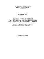 Vận dụng tư tưởng hồ chí minh vào việc nâng cao chất lượng tự học cho sinh viên sư phạm ngành giáo dục chính trị