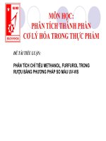 PHÂN TÍCH CHỈ TIÊU METHANOL, FURFUROL TRONG RƯỢU BẰNG PH&#