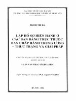 Lập hồ sơ hiện hành ở các ban đảng trực thuộc ban chấp hành trung ương   thực trạng và giải pháp 