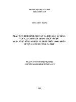 Phân tích tình hình cho vay và hiệu quả  sử dụng  vốn  vay  cho nuôi trồng thủy sản từ ngân hàng nông nghiệp và phát tri