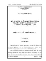 Nghiên cứu khả năng tăng cường truyền nhiệt và cách nhiệt ở trong thiết bị làm lạnh