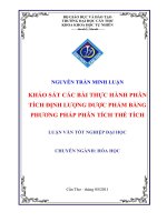 Khảo sát các bài thực hành phân tích định lượng dược phẩm bằng phương pháp phân tích thể tích