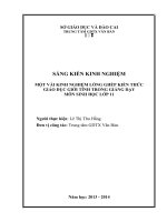 SKKN  một vài kinh nghiệm lồng ghép kiến thức giáo dục giới tính trong giảng dạy môn sinh học lớp 11 