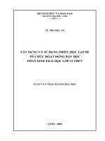 Xây dựng và sử dụng phiếu học tập để tổ chức hoạt động dạy học phần sinh thái học lớp 12 THPT
