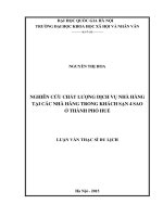 Nghiên cứu chất lượng dịch vụ nhà hàng tại các nhà hàng trong khách sạn 4 sao ở thành phố huế 