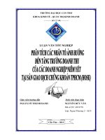 Phân tích các nhân tố ảnh hưởng đến tăng trưởng doanh thu của các doanh nghiệp niêm yết tại sàn giao dịch chứng khoán th