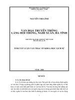 Văn hoá truyền thống làng hội thống, nghi xuân, hà tĩnh