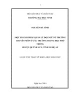 Một số giải pháp quản lý đội ngũ tổ trưởng chuyên môn ở các trường trung học phổ thông huyện quỳnh lưu, tỉnh nghệ an  luận văn thạc sỹ khoa học giáo dục