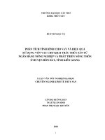Phân tích tình hình cho vay và sử dụng vốn vay cho khai thác thủy sản từ ngân hàng nông nghiệp và phát triển nông thôn ở