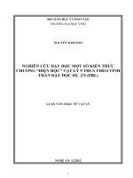 Nghiên cứu dạy học một số kiến thức chương  điện học  lớp 9 trung học cơ sở theo tinh thần dạy học dự án (PBL)  luận văn