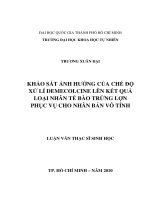 KHẢO SÁT ẢNH HƯỞNG CỦA CHẾ ĐỘ XỬ LÍ DEMECOLCINE LÊN KẾT QUẢ LOẠI NHÂN TẾ BÀO TRỨNG LỢN PHỤC VỤ CHO NHÂN BẢN VÔ TÍNH