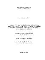 Nghiên cứu xác định hàm lượng Cadimi(II) trong nước mặt, nước ngầm và nước thải bằng phương pháp chiết   trắc quang hệ p