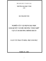 Nghiên cứu vận dụng dạy học giải quyết vấn đề chương  chất khí  vật lý 10 chương trình chuẩn  luận văn thạc sỹ vật lý