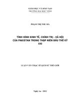 Tình hình kinh tế, chính trị   xã hội của pakistan trong thập niên đầu thế kỷ XXI  luận văn thạc sĩ lịch sử