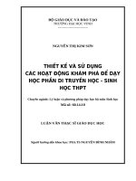 Thiết kế và sử dụng các hoạt động khám phá để dạy học phần di truyền học   sinh học THPT  luận văn thạc sỹ sinh học