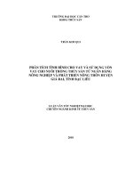 Phân tích  tình hình cho  vay và sử dụng vốn vay cho nuôi trồng thủy sản từ ngân hàng nông nghiệp và phát triển nông thô