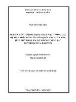 LATS Nghiên cứu tính đa dạng thực vật trong các hệ sinh thái rừng ở Vườn Quốc gia Xuân Sơn, tỉnh Phú Thọ làm cơ sở cho công tác quy hoạch và bảo tồn