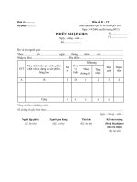 Mẫu phiếu nhập kho