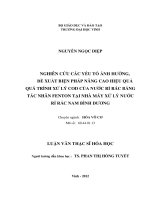 Nghiên cứu các yếu tố ảnh hưởng, đề xuất biện pháp nâng cao hiệu quả quá trình xử lý cod của nước rỉ rác bằng tác nhân f