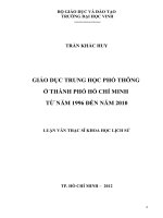 Giáo dục trung học phổ thông ở thành phố hồ chí minh từ năm 1996 đến năm 2010  luận văn thạc sĩ lịch sử