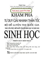 Khám phá tư duy giải đề sinh học luyện thi thpt quốc gia 2016