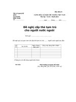 Công văn đề nghị cấp thẻ tạm trú