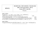 Đề kiểm tra 1 tiết môn Toán lớp 12 đề số 2 phần Giải tích chương 1 năm 20132014 trường THPT Lê Quý Đôn