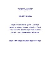 Một số giải pháp quản lý hoạt động giáo dục ngoài giờ lên lớp ở các trường trung học phổ thông quận 3, thành phố hồ chí