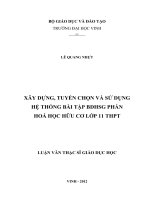 Xây dựng, tuyển chọn và sử dụng hệ thống bài tập BDHSG phần hóa học hữu cơ lơp 11 THPT  luận văn thạc sỹ hóa học