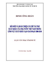 đổi mới và hoàn thiện cơ chế tài trợ xuất khẩu của nhà nước việt nam trong lĩnh vực xuất khẩu gạo giai đoạn 20002010