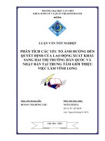 Phân tích các yếu tố ảnh hưởng đến quyết định của  lao động xuất khẩu sang hàn quốc và nhật bản tại trung tâm giới thiệu