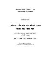 Khảo sát cấu trúc điệp và đối trong thành ngữ tiếng việt  luận văn thạc sỹ ngữ văn