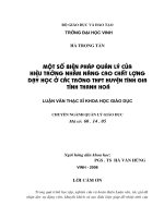 Một số biện pháp quản lí của hiệu trưởng nhằm nâng cao chất lượng dạy học ở các trường trung học phổ thông huyện tĩnh gi