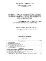 Vận dụng tư tưởng hồ chí minh về bảo vệ môi trường trong thời kì đẩy mạnh công nghiệp hoá, hiện đại hoá đất nước