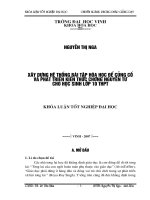 Xây dựng hệ thống bài tập hoá học để củng cố và phát triển kiến thức chương nguyên tử cho học sinh lớp 10 THPT