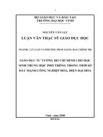 Giáo dục tư tưởng hồ chí minh cho học sinh trung học phổ thông trong thời kỳ đẩy mạnh công nghiệp hoá, hiện đại hoá