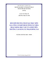 Đổi mới phương pháp dạy học môn gia công cơ khí nhằm tích cực hóa hoạt động học tập của sinh viên trường cao đẳng sư phạm đồng nai 