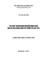 Thi pháp truyện ngắn nguyễn minh châu qua hai giai đoạn sáng tác trước và sau 1975  luận văn thạc sĩ ngữ văn