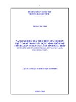 Nâng cao hiệu quả thực hiện quy chế dân chủ ở cơ sở trong xây dựng nông thôn mới trên địa bàn huyện cao lãnh tỉnh đồng tháp
