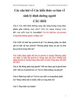 Các câu hỏi về sinh lý dinh dưỡng người