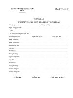 Mẫu số TTLNH-07: Thông báo từ trối yêu cầu hoàn trả lại lệnh thanh toán