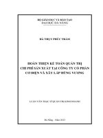 Luận văn thạc sĩ hoàn thiện kế toán quản trị chi phí sản xuất tại công ty cổ phần cơ điện và xây lắp hùng vương