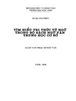 Tìm hiểu tri thức từ ngữ trong bộ sách ngữ văn trung học cơ sở