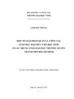 Một số giải pháp quản lý công tác giáo dục đạo đức cho học sinh ở các trung tâm giáo dục thường xuyên thành phố hồ chí m