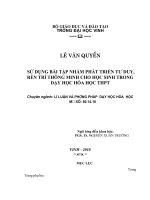 Sử dụng bài tập nhằm phát triển tư duy, rèn luyện trí thông minh cho học sinh trong dạy học hoá học THPT