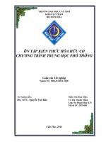 Ôn tập kiến thức hóa hữu cơ chương trình trung học phổ thông