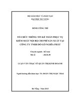 Luận văn thạc sĩ kinh tế tổ chức hệ thống thông tin kế toán phục vụ kiểm soát nội bộ chi phí sản xuất tại công ty TNHH đồ gỗ nghĩa phát